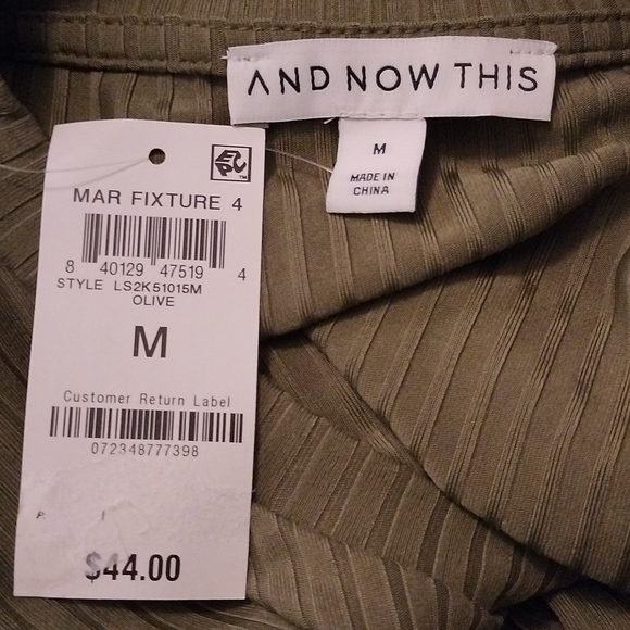 NWT And Now This Solid Olive Long Sleeve Mini Dress Side Cinched Size Medium - Picture 6 of 6